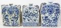 010067 CHINESE PORCELAIN BLUE  WHITE VASES 3 PCS