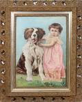 122083 R SCHANS OILCANVAS ST BERNARD WCHILD