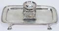 051212 EDWARDIAN STERLING  CRYSTAL INKWELL BIRMINGHAM