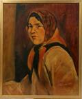 042113 RUSSIAN SCHOOL OILCANVAS PORTRAIT OF A WOMAN