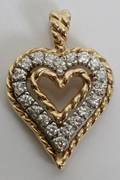 041154 14KT GOLD  DIAMOND HEART PENDANT
