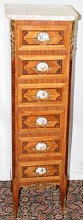 041137 FRENCH SIXDRAWER CHEST MARBLE TOP H 46
