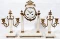 041143 LOUIS XVI STYLE MARBLE  BRONZE CLOCK GARNITURE