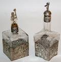 040124 CRYSTAL AND DUTCH SILVER DECANTERS H 8  9
