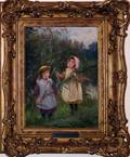 032107 WILLIAM G HOOPER OILCANVAS 12 X 9 2 GIRLS