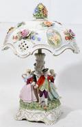 030109 DRESDEN PORCELAIN LAMP H 16 DIA 11