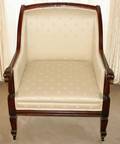 030096 MAHOGANY BERGERE WITH SILK UPHOLSTERY