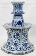 021108 CHINESE PORCELAIN TALL CANDLE HOLDER H 13