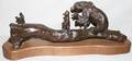 011169 EARL E HEIKKA BRONZE 1933 BEARS ON LOG