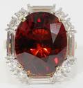 122157 1749 CT ORANGE RED SPESSARTITE  DIAMOND RING