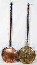 050131 BRASS AND COPPER BED WARMERS TWO W 12 L 43