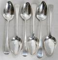 041178 GEORGE III SILVER SPOONS 6 18TH  19TH C