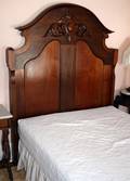 032143 AMERICAN WALNUT HIGH BACK BED 19TH C H 75