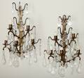 031144 BRASS  CRYSTAL FIVELIGHT SCONCES 19TH C