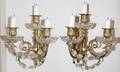 031143 FRENCH BRONZE THREELIGHT SCONCES PAIR H 9