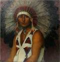 022113 OIL ON CANVAS YOUNG SIOUX CHIEF 30 X 29