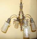 021174 ANTIQUE BRASS FOURLIGHT CHANDELIER H 41