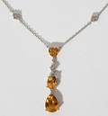 020157 14KT WHITE GOLD DIAMOND AND CITRINE NECKLACE
