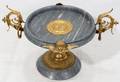 012134 BRONZE AND MARBLE CENTERPIECE COMPOTE H 8