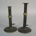 Two English hogscraper candlesticks early 19th c