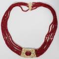 052177 250 CT NATURAL RUBY 5 STRAND  DIAMOND NECKLACE