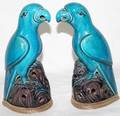 051276 CHINESE TURQUOISE GLAZED PARROTS PAIR H 9