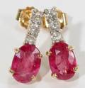 050185 14KT YELLOW GOLD DIAMOND  RUBY EARRINGS