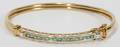050183 10KT YELLOW GOLD EMERALD AND DIAMOND BRACELET