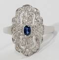 050181 18CT WHITE GOLD DIAMOND  SAPPHIRE RING