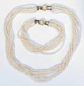 050175 MULTISTRAND SEED PEARL NECKLACE AND BRACELET