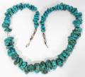 050174 SILVER  TURQUOISE NUGGETSTYLE NECKLACE L 24