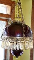 050171 VICTORIAN HANGING OIL LAMP C1870 H 18