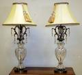 050169 CUT CRYSTAL  GILT METAL TABLE LAMPS WSHADES