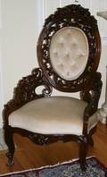 042207 ROCOCO REVIVAL CARVED ROSEWOOD PARLOR CHAIR