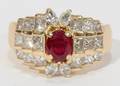 032190 18KT YELLOW GOLD DIAMOND  RUBY RING