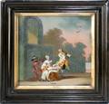 031217 REVERSE GLASS PAINTING LATE 18TH C 7 X 7