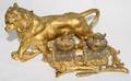 031191 GILT SPELTER INKWELL WITH TIGER C 1900