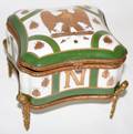 030184 FRENCH NAPOLEONIC PORCELAIN BOX  STAND H 5