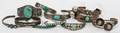 030156 MEXICAN SILVER  TURQUOISE BRACELETS 12 PIECES