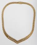 022165 ITALIAN 14 K YELLOW GOLD  DIAMOND NECKLACE