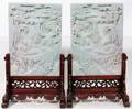 022146 CHINESE CARVED JADE TABLE SCREENS PAIR
