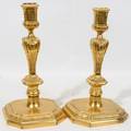 022141 ENGLISH REGENCY BRONZE CANDLESTICKS PAIR