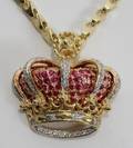 022155 300 CT RUBY  15 CT DIAMOND CROWN PENDANT