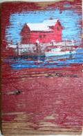 020186 BRUCE TURNER OIL ON BARN BOARD 1981 7 X 4