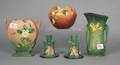 Five pcs Roseville pottery