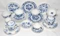 011239 MEISSEN BLUE ONION  BLUE FLORAL CUPS SAUCERS