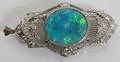 122233 GOLD FILIGREE OPAL  DIAMOND BROOCHPENDANT