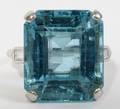 122219 1375 CT AQUAMARINE RING WITH DIAMOND BAQUETTES