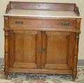 050221 AMERICAN ANTIQUE PINE AND MARBLE WASH STAND