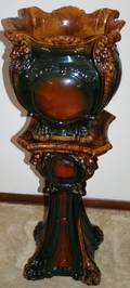 050220 MAJOLICA JARDINIRE AND PEDESTAL H 40 W 15